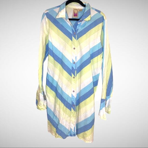 Antthony Original Chevron Stripe Shirtdress sz L - Picture 1 of 8